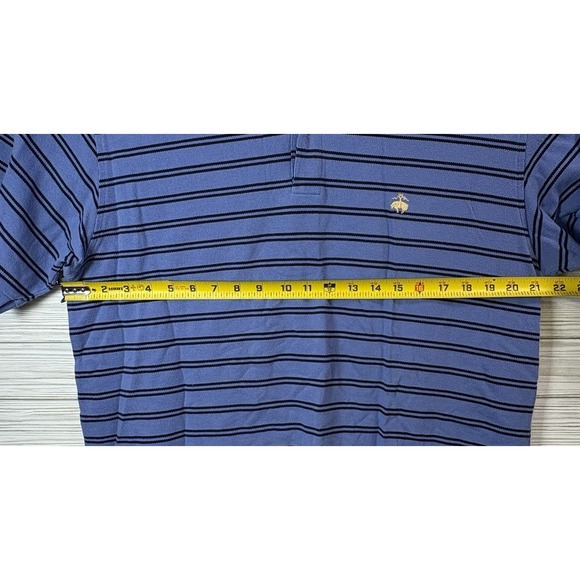 Brooks Brothers Men's Polo Sz Lg Blue- Navy Striped Cotton Short Sleeve‎ Logo - Picture 6 of 8